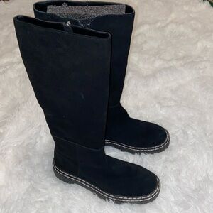 SPLENDID Amalia Knee High Lugged lug sole suede leather Boots in Black NEW 8.5M